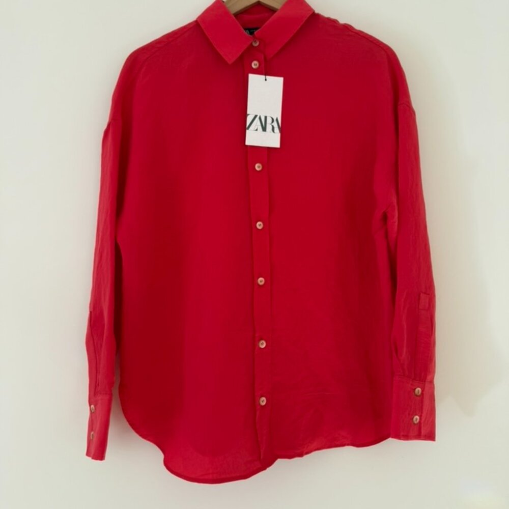 NWT Zara Red Button Up Shirt
